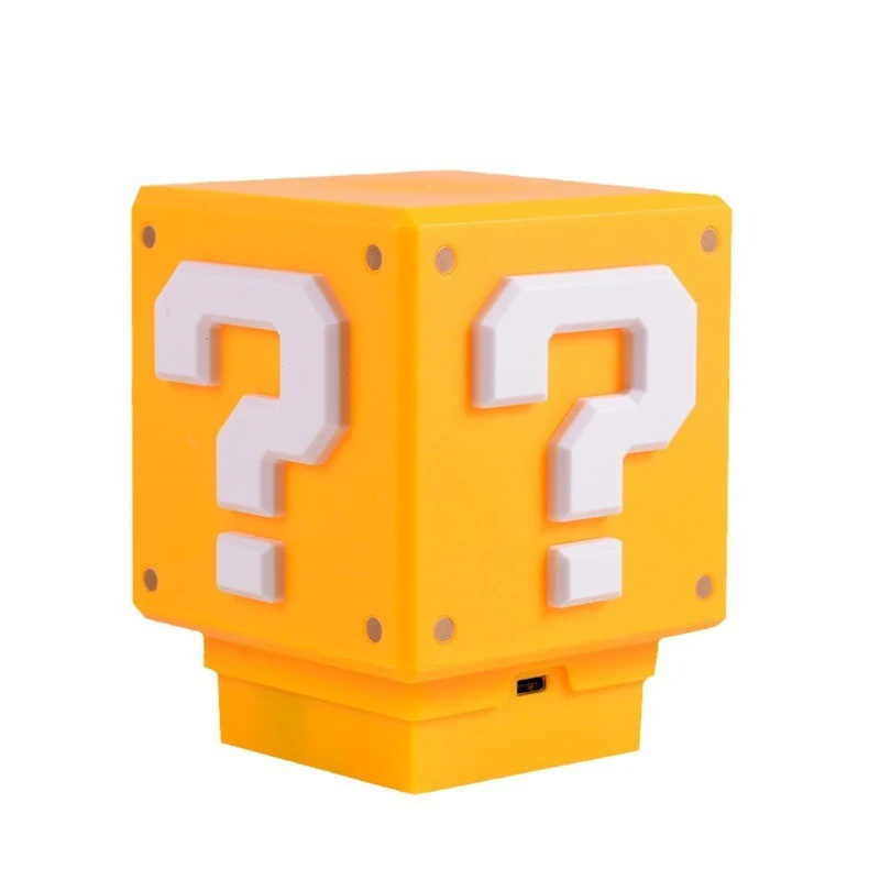 Question Mark Query Cube Block Model with Atmosphere Lights Sound Yellow Brick Toy Night Light