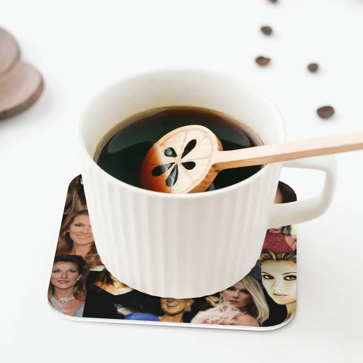 Celine Dion Collage Coasters Kitchen Placemats Waterproof Insulation Cup Coffee Mats For Decor Home Tableware Pads Set of 4