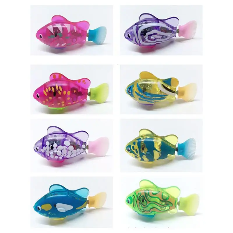 Jouets de bain LED pour bébé, jouets de poisson colorés interactifs, jouets de poisson en plastique, cadeau de bain scénique