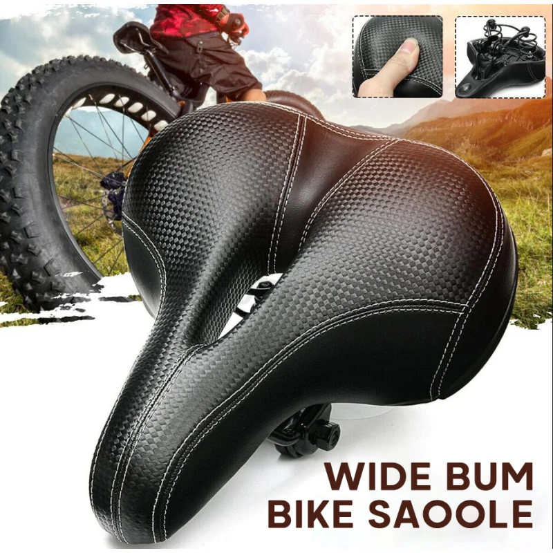 Hollow Breathable Saddle Men Women MTB Road Bike Saddle Shock Absorbing Comfortable Big Butt Bike Seat Safety Warning