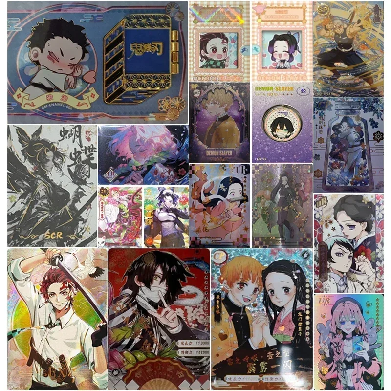 Anime Demon Slayer Kamado Tanjirou Kochou Shinobu Kanroji Mitsuri Iguro Obanai Collection Cards Toys Christmas Birthday Gifts