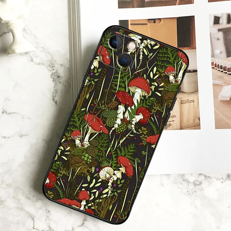 Trippy Mushroom Case For iPhone 11 12 13 14 15 16 Pro Max Plus 12 13 Mini X XR XS Max 7 8 Cover Coque