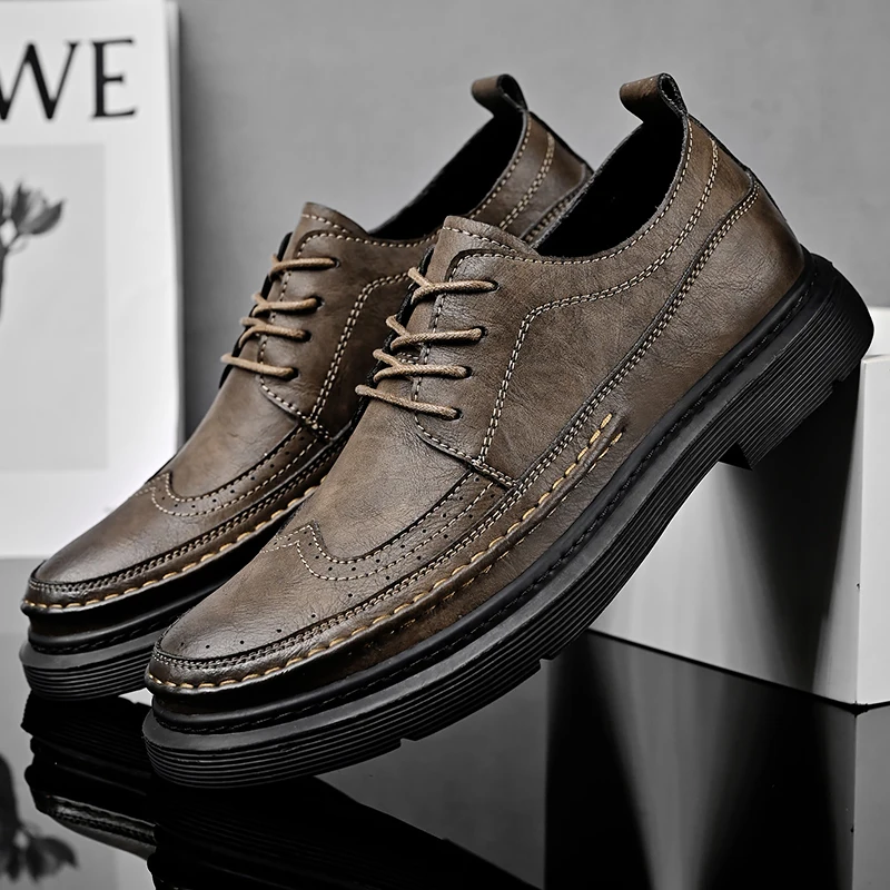 Men Spring Autumn Thick Soled Business Casual Shoes Breathable Comfortable Daily Commuting Young  Fashionable Shoes