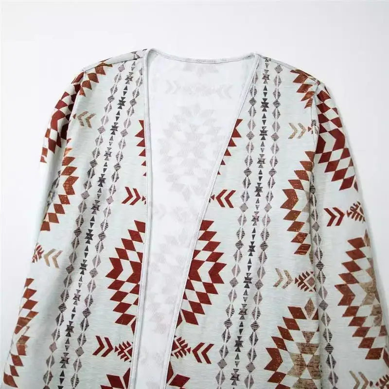 

n Print Long Sve Camere Open Cardigan Outerwear Leisure Autumn New Sle Women's Faion Woolen Coat Top