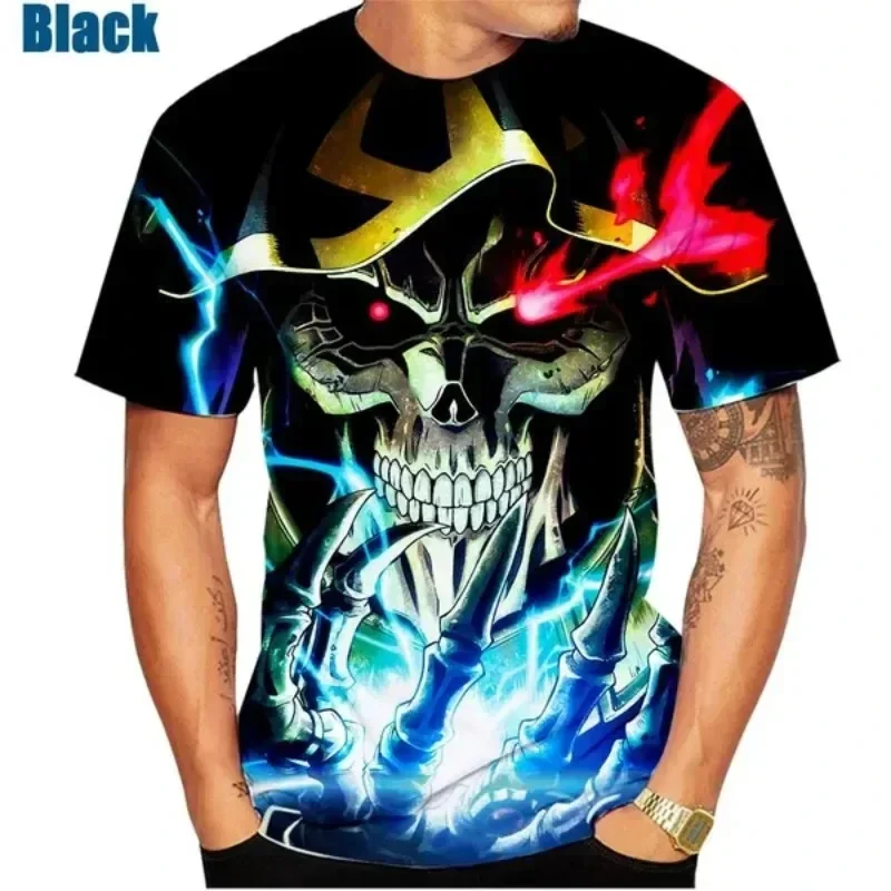 

New Fashion Harajuku Short Sleeve Tee Top Casual Kid Clothing Popular Anime Overlord Ainz Ooal Gown Printed T-shirt 3D Men/Women