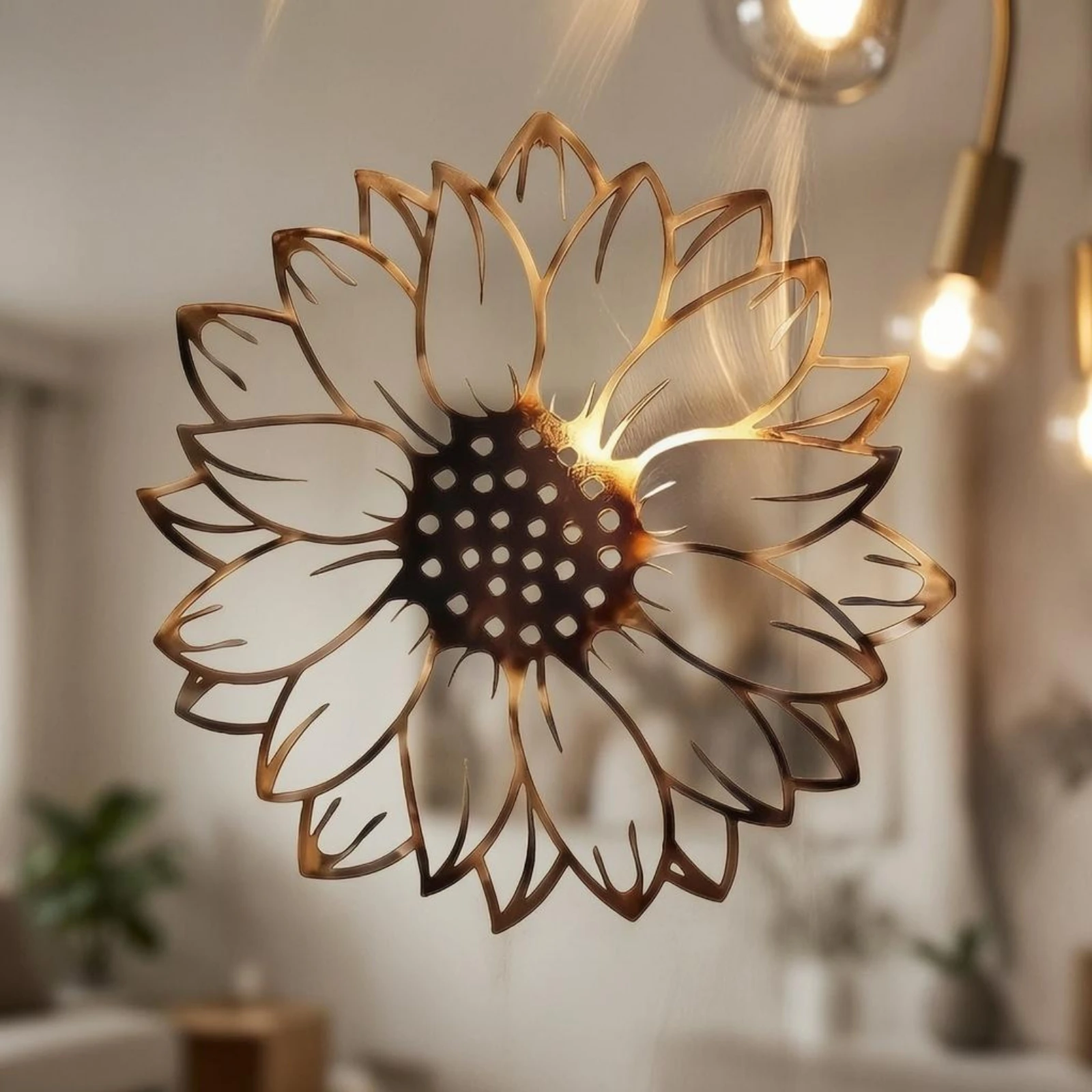 Metal Floral Wall Decor Bronze Finish Openwork Floral Wall Art 3D Sturdy