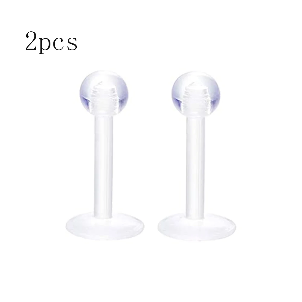 2pcs Clear Bioflex Nose Rings Belly Rings