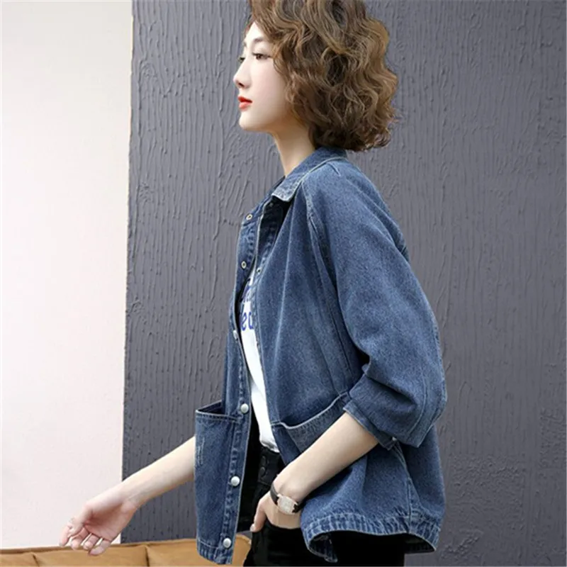 Mantel Denim Vintage Pakaian Wanita 2023 musim semi musim gugur mode pendek kasual baru jaket Jeans tipis pakaian luar longgar ibu wanita G2484