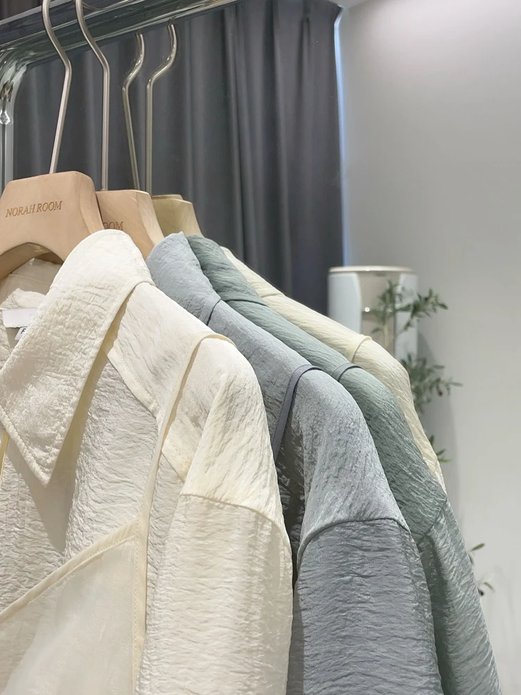 Nuo Xiaola Authentic Brand LOE Ele Zweiteiliges Irt-Set French Sle Straight Cut Long Sve Collar Thin Br...