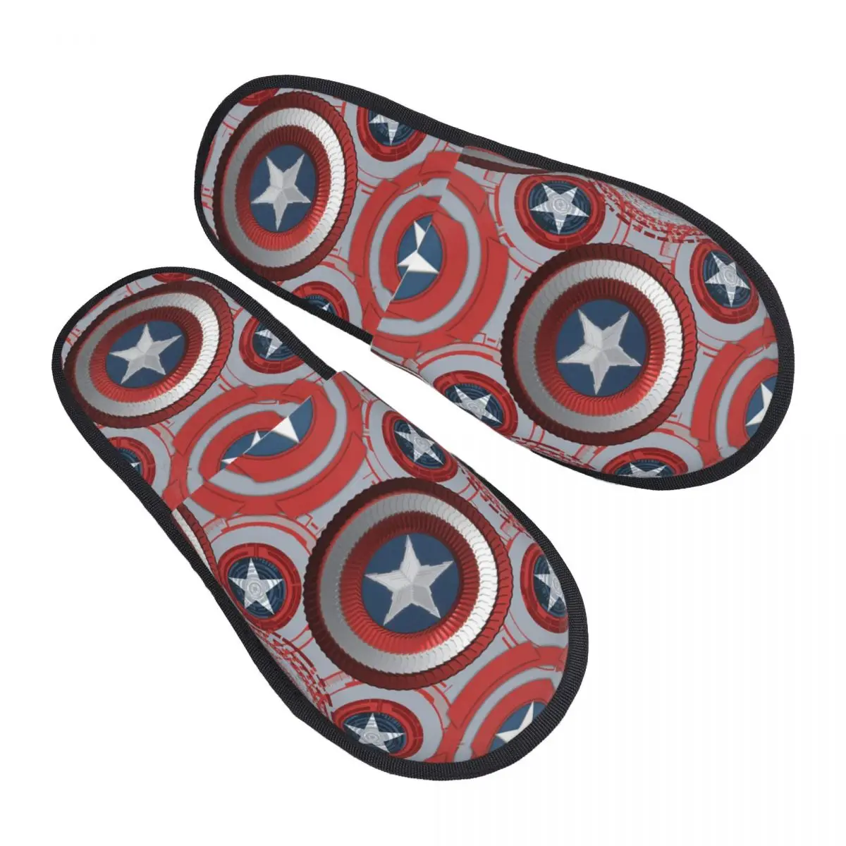 Custom Captain America Comics Soft Memory Foam House Slippers Women Cozy Warm Anti-skid Sole Slipper