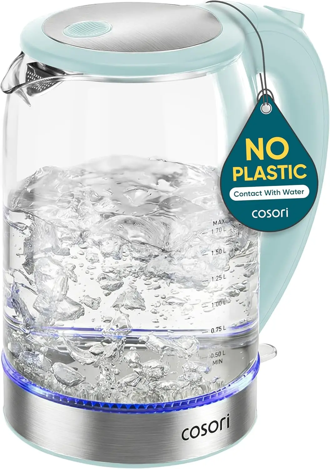 

Electric Kettle, No Plastic Contact With Water, Wide Mouth For Easy Cleaning, Auto Shut Off, 1.7L Tea Kettle & Hot Water Boiler,