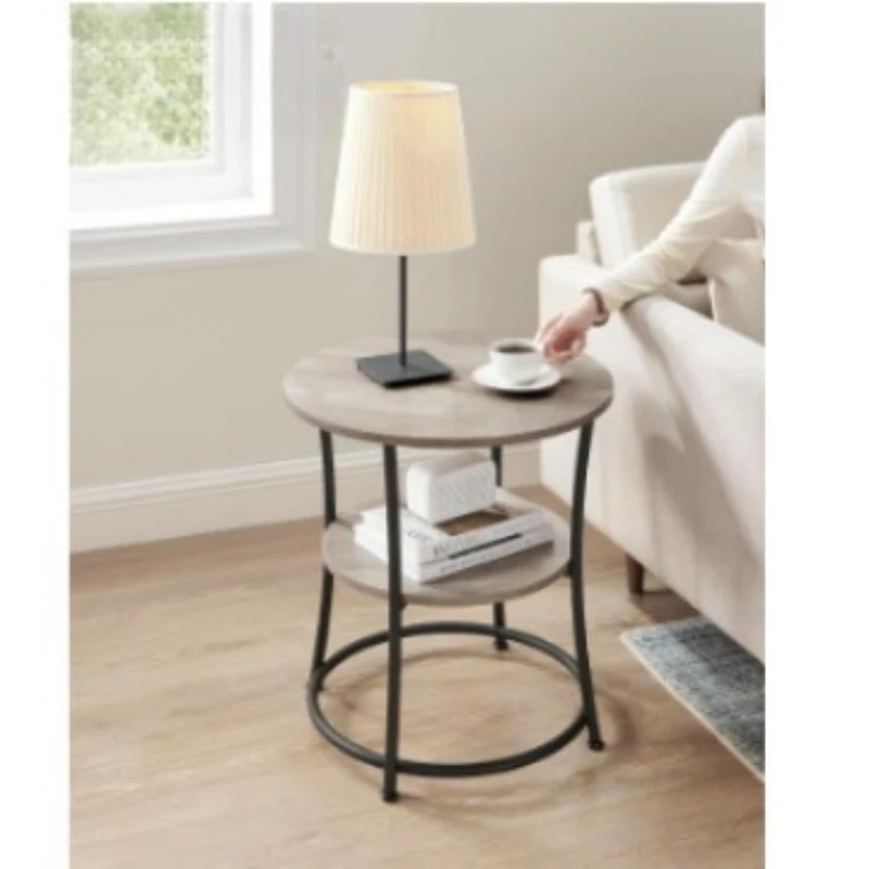 

TSH Side Round Table with 2 Shelves Suitable for Living Room Bedroom Bedside Small Space Outdoor Coffee Table