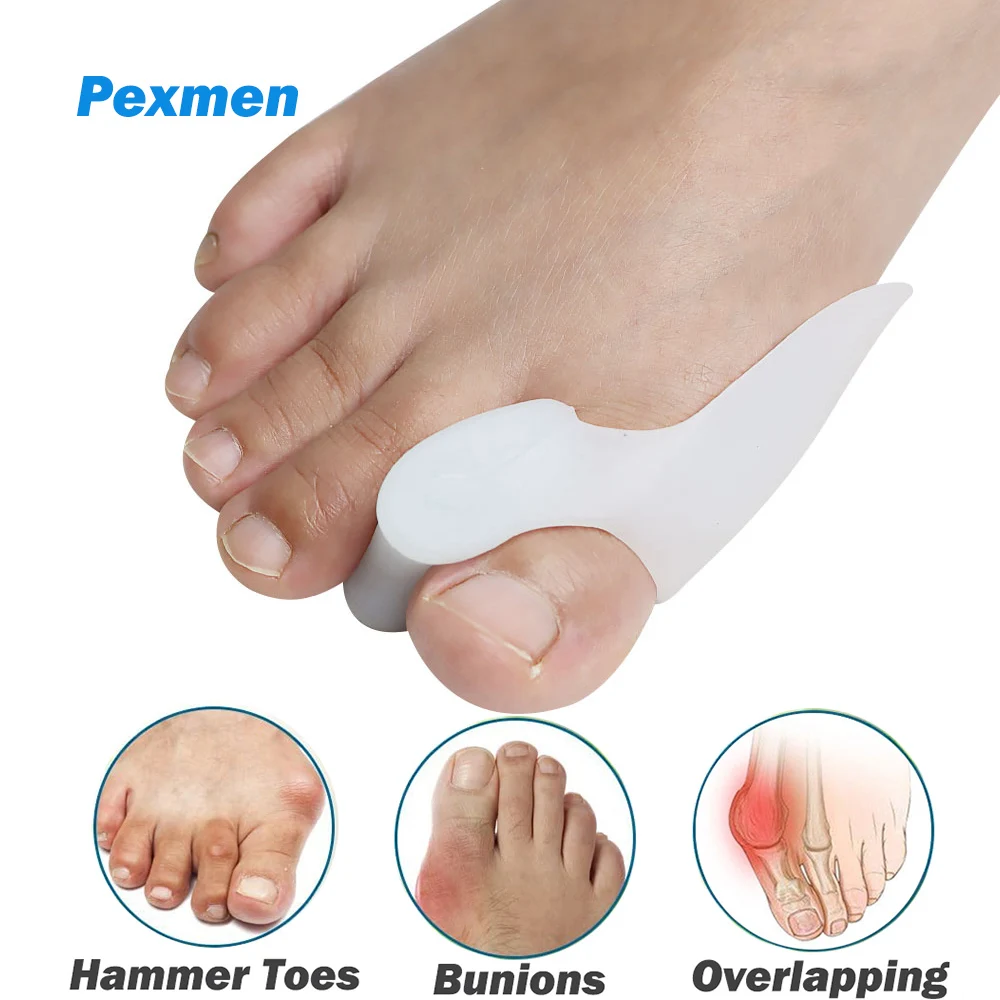 Pexmen 2/4 Piezas Almohadillas Protectoras para Juanetes con Separador para el Dedo Gordo del Pie, Protector de Gel para Reajustar el Dedo Gordo y Aliviar el Dolor del Juanete