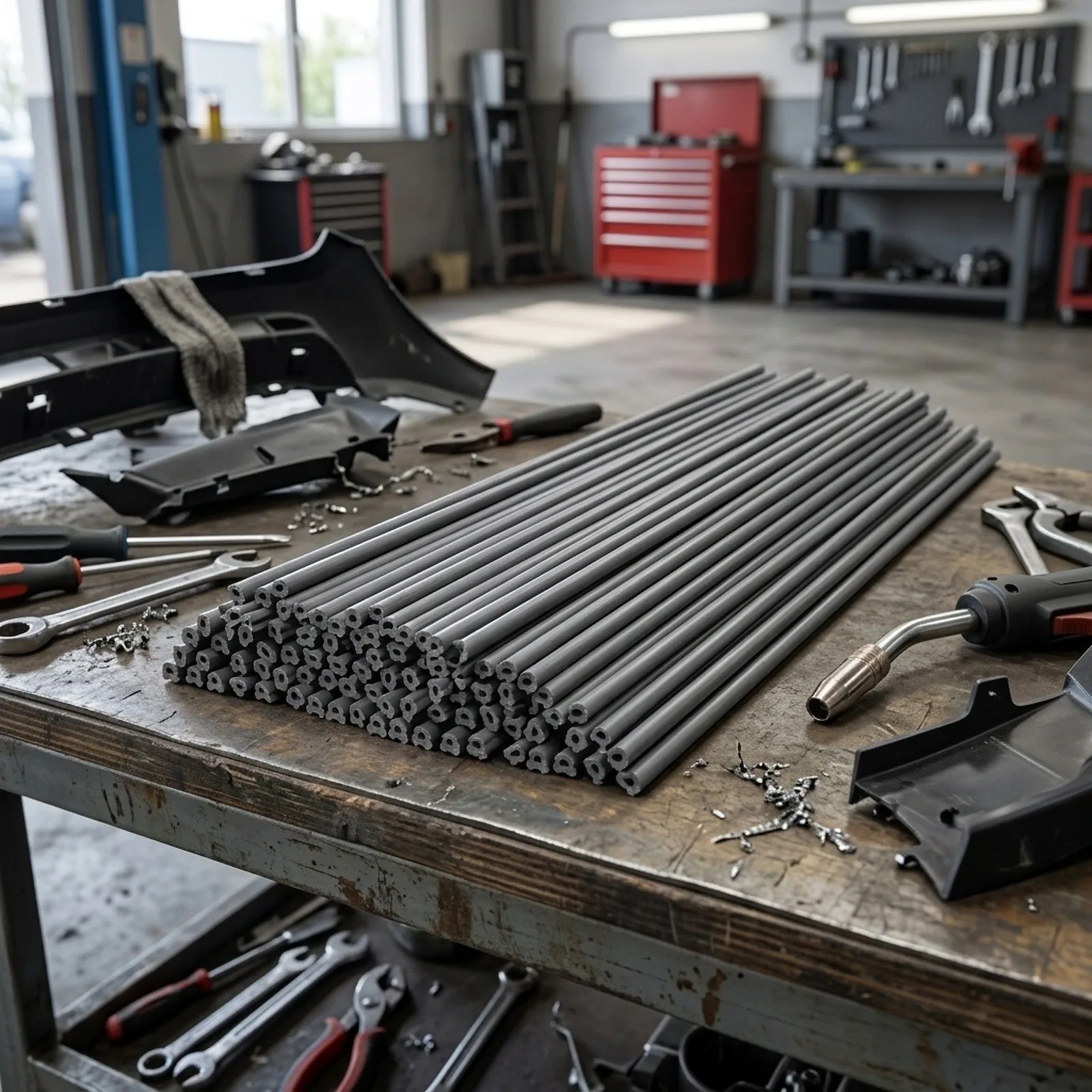 PVC Plastic Welding Rods 50 Pcs 200mm for Car Bumper Repair and Plastic Product Welding with High Temperature Melting Process
