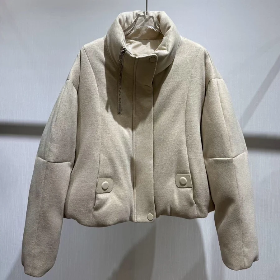 Short Cashmere Down Coat Women's Winter Down Jacket With Collar Bolero Jacket High Quality Natural Fur Coat