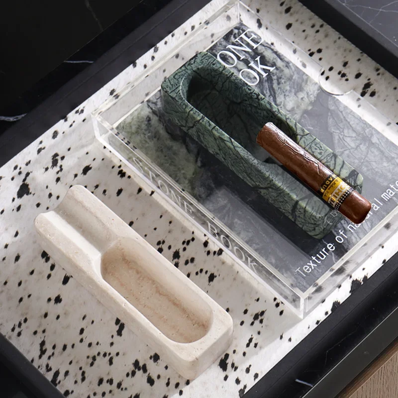 Natural Marble Cigar Ashtray for Outside Patio Luxury Ash Tray for Indoor Outdoor
