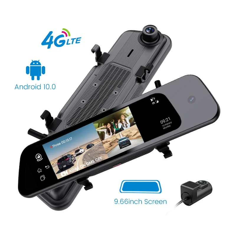 

P90003 Каналы записи 10-дюймовой автомобильной камеры Android 10 4g с Wi-Fi Gps Adas Dms имеет 4g Прямая трансляция подходит для карты 512g Видеорегистратор 4g