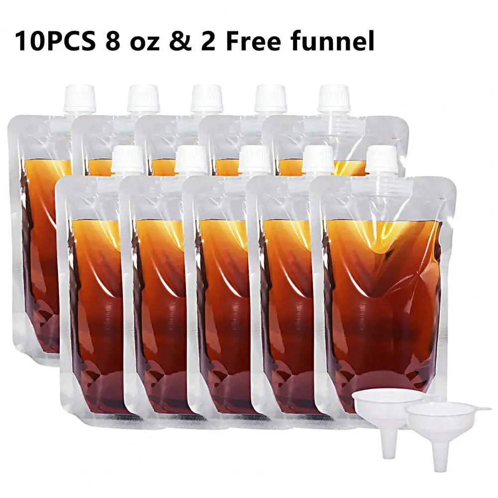 10PCS Travel Drink Leak Proof with Screw Cap Spout Plastic Bags Sealed Juice Storage Bag Beverage Summer Ice Cold Drink Pouch