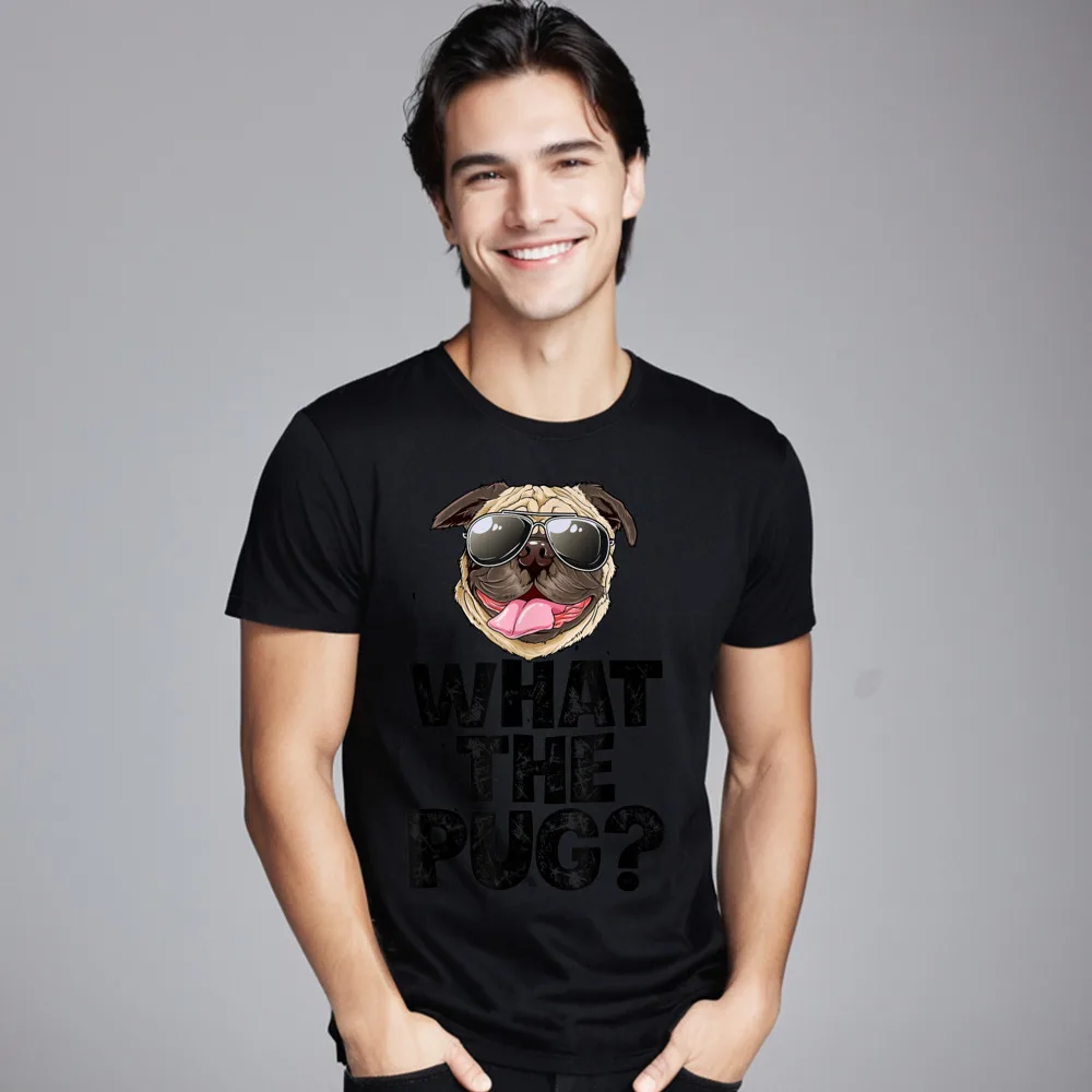 What The Pug T shirt Printed VALENTINE DAY 100% Cotton O Neck Male Tops Tees Casual Tops T Shirt Classic Short Sleeve T Shirts