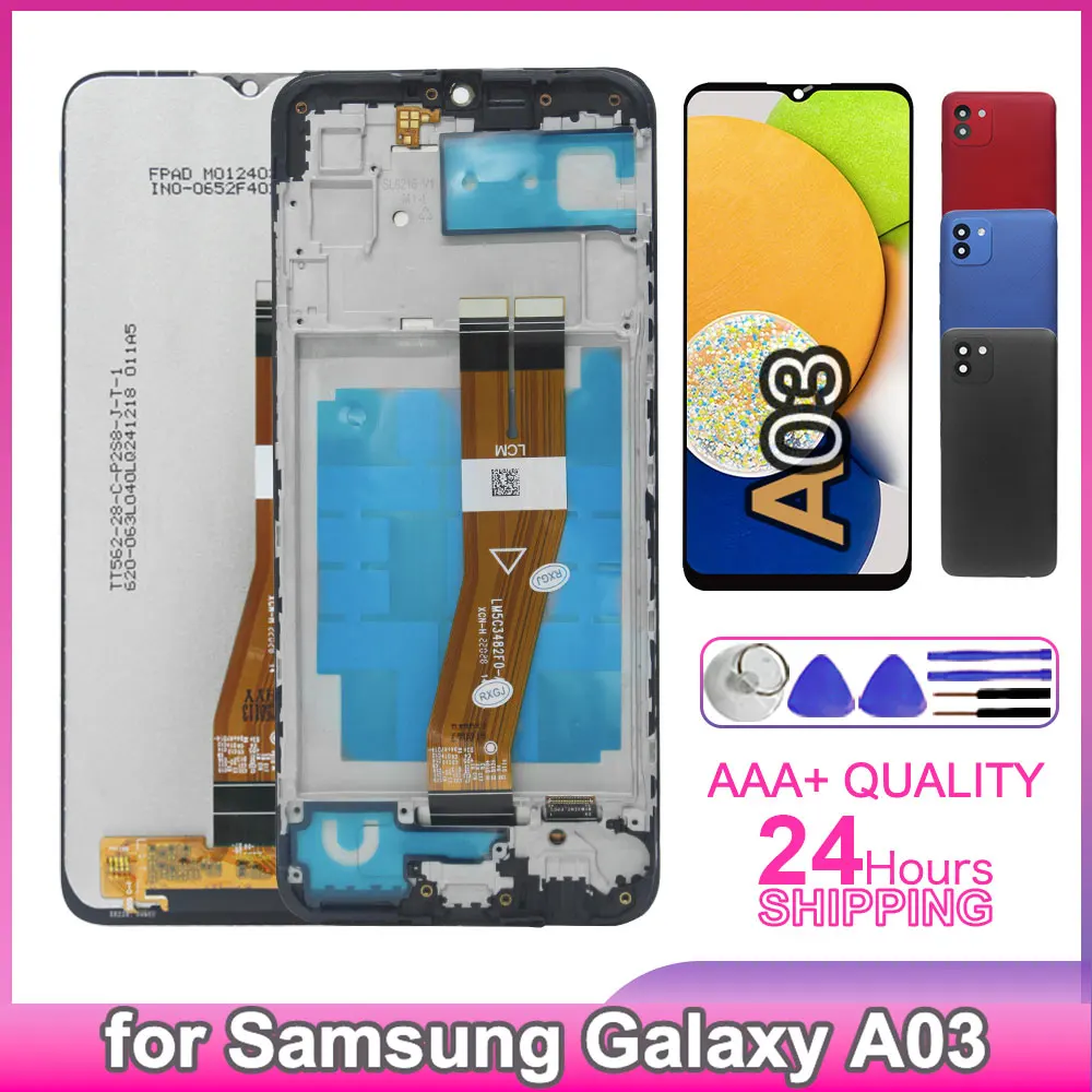 Pantalla LCD de 6.5 Pulgadas para Samsung Galaxy A03s, Repuesto de Pantalla Táctil con Marco para A037F A037M A037G A037W
