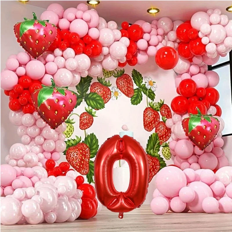 

Hot-selling strawberry balloon garlands birthday balloon arch sets birthday wedding decorations for graduates and newlyweds