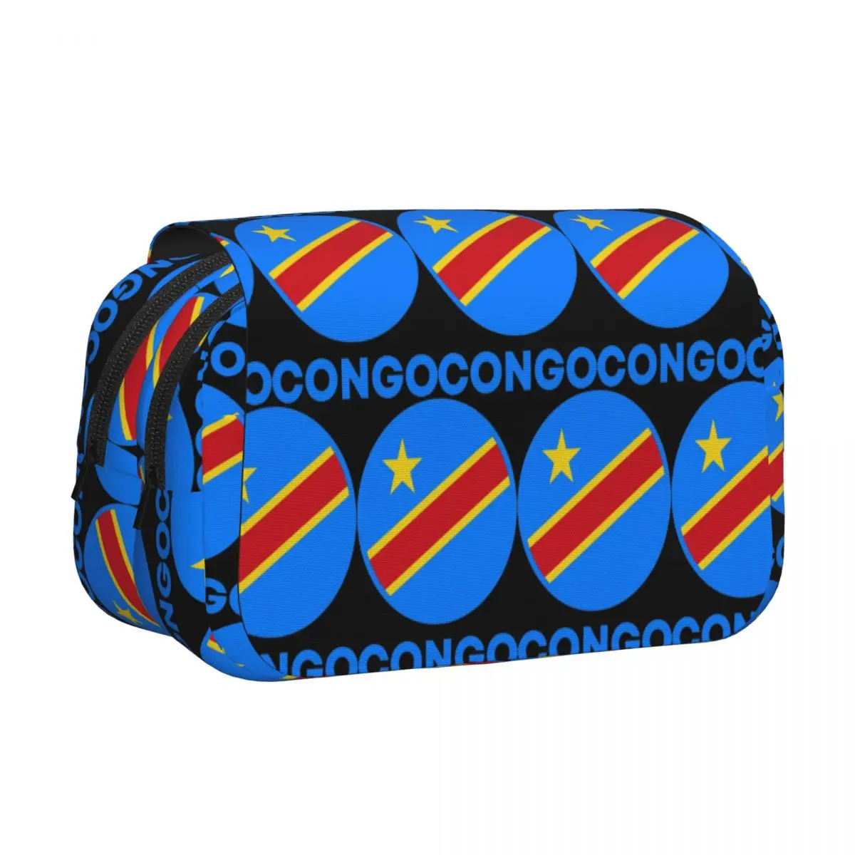 Flag Of Congo Kinshasa Flag Of Zaire Pencil Cases Pencil Pouch Hard Shell Leather Large Storage Pen Box Pencil