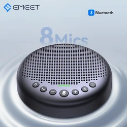 EMEET Wireless Speakerphone Bluetooth 5.3 Conference Speaker With 8 Microphones 360° Voice Pickup USB Speaker for Home/Office