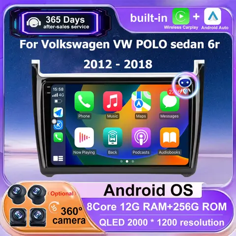 Android 16 Auto para Volkswagen VW POLO sedan 6r 2012-2018 Radio de coche navegación GPS reproductor de vídeo Multimedia inalámbrico CarPlay DSP