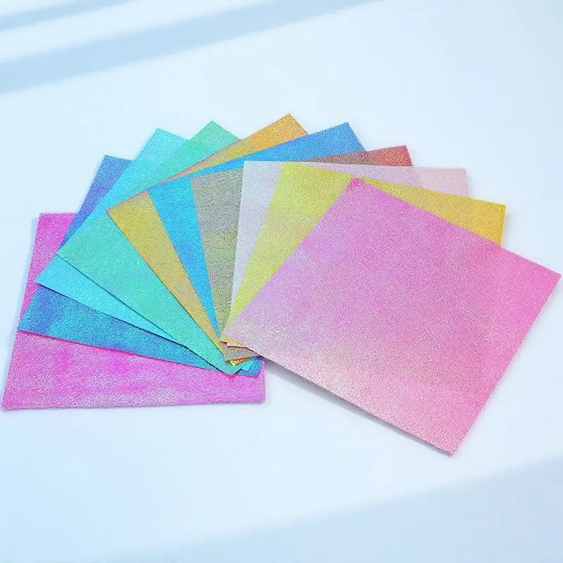 

100Pcs Iridescent Folding Paper 15cm Square 10 Colors DIY Art Craft Colored Sheets for Paper Crane Decoration Hand Craft Sheets