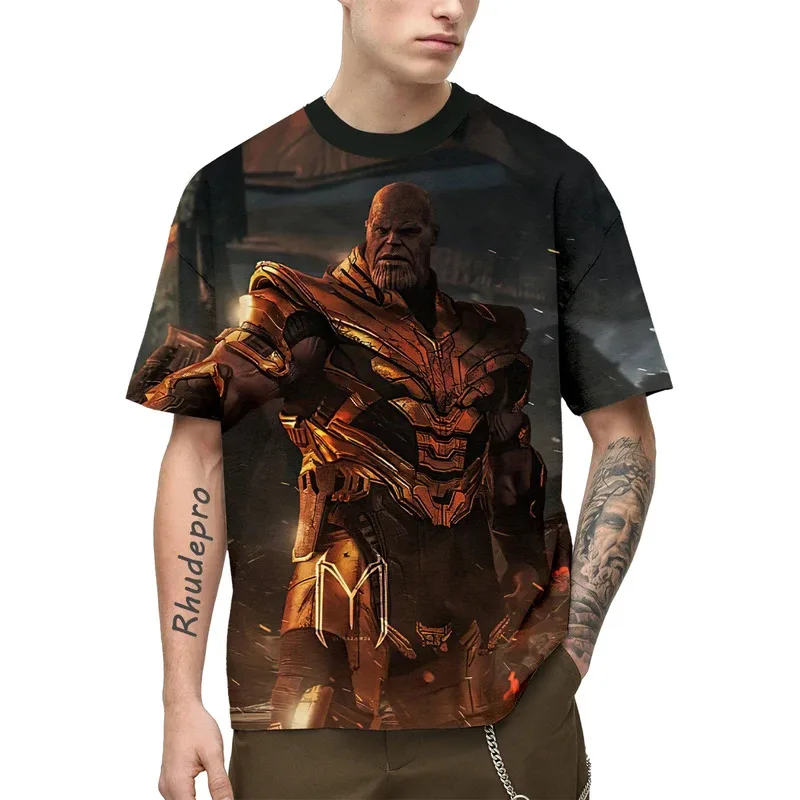 Miniso المنتقمون سبايدرمان 2024 جديد الصيف الرجال تي شيرتات قصيرة الاكمام ثلاثية الأبعاد تي شيرت مطبوع عادية تنفس الهيب هوب تي شيرت