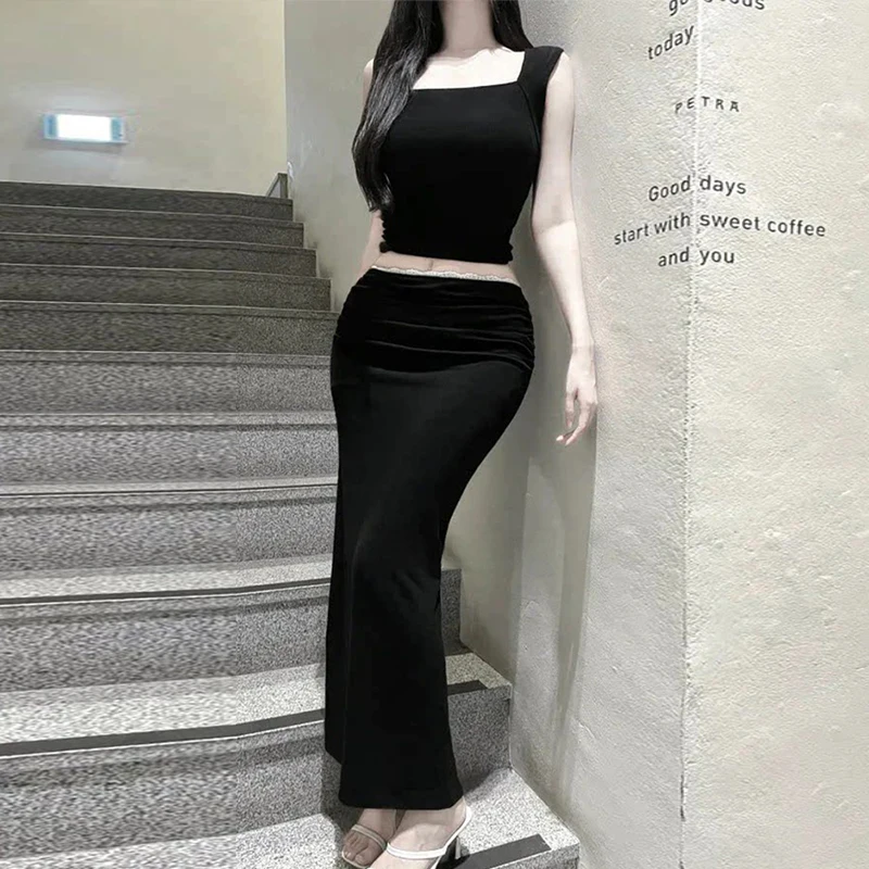 Chic Comfortable New Sexy Women's Lace Trim Split Fish Tail Bodycon  Skirt High Waist Polyester Blend City Commute Casual