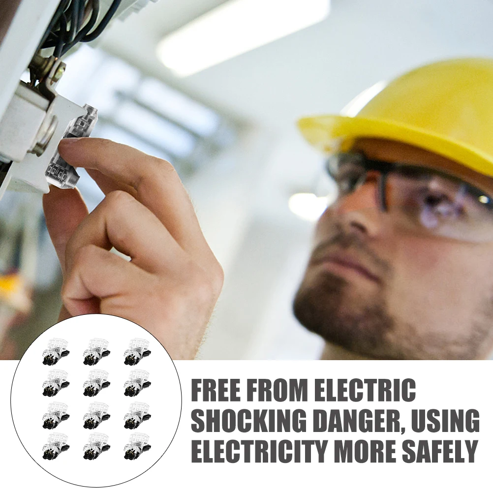 

12Pcs 2 Pin Wire Connectors T Type Waterproof Fireproof No Wire Stripping Required Reusable Electrical Connectors