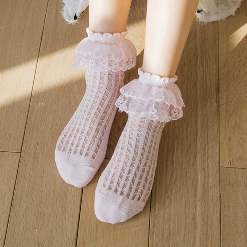 Toddler Children Baby Girl Frilly Socks Autumn Clothes Lace Ruffle Kids Cute Mesh Socks Baby Items Clothing