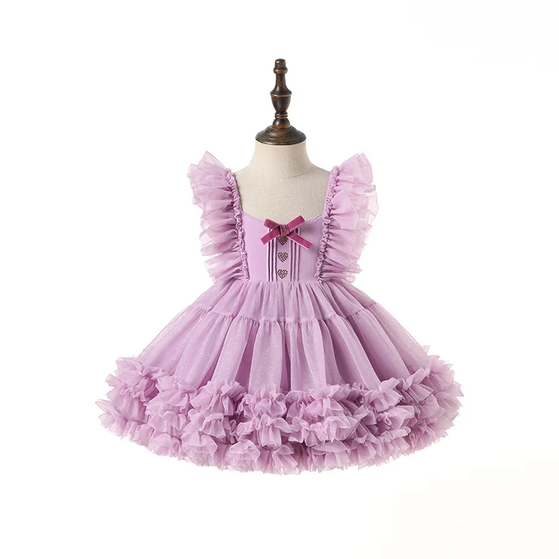 Mode Baby Mädchen Prinzessin Schmetterling Tutu Kleid Puff Ärmel Kind Tüll Vestido Festzug Party Geburtstag Kinder Kleidung – Detail 3