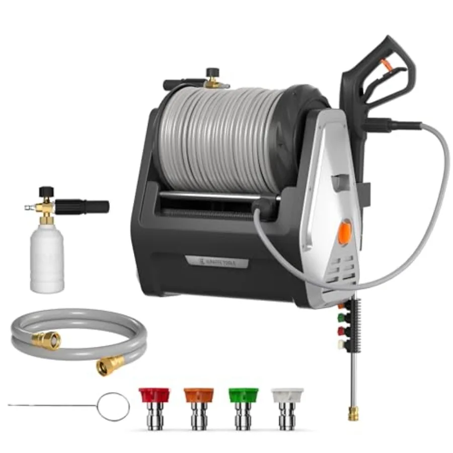 

Giraffe Tools Wall Mounted Pressure Washer with 100ft Detachable Hose Max 2900 PSI 2.2 GPM Electric Power Washer with 1800W Mot