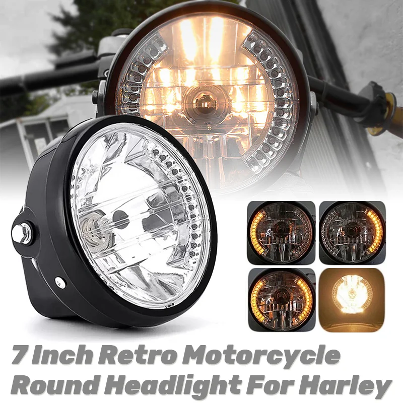 7Inch Motorcycle Halogen Headlamp 9Wires with Black/Silver Bracket Good-quaility Modification Accessories For Harley Cafe Racer