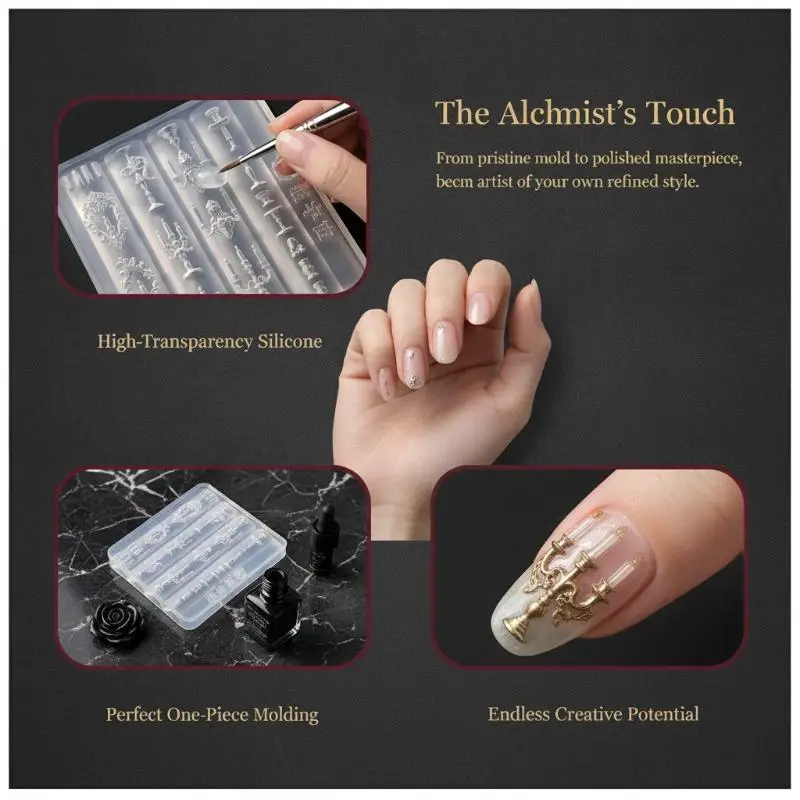 3D Silicone Flower Nail Mold Lily Hibiscus Floral Nail Carving Template DIY Nail Art Stencil