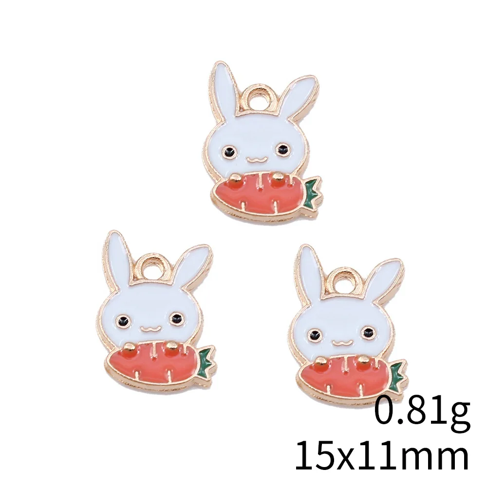 10pcs 15x11mm White Color Rabbit Holding Carrot Charms Pendant For Hand Crafts Making