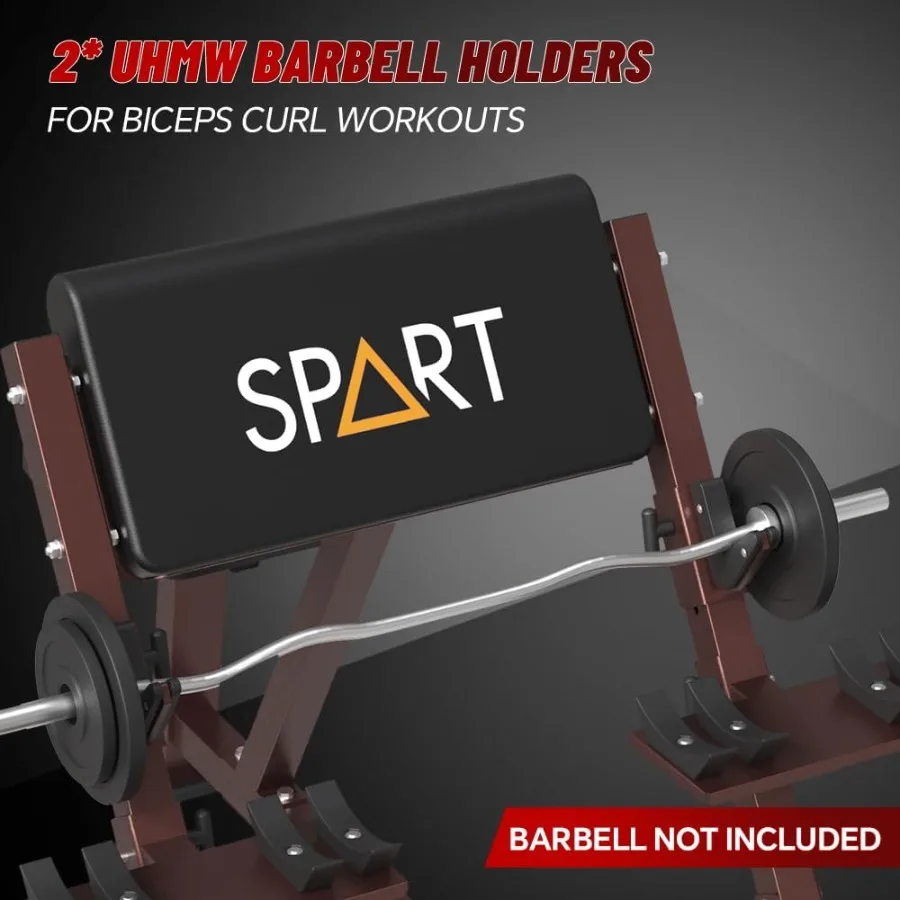 مقعد تجعيد الواعظ مع شريط تجعيد EZ ومجموعة أطباق وزن 90 رطل، ذراع جالس معزول، دمبل الحديد، محطة العضلة ذات الرأسين، حليقة ذات الرأسين #5