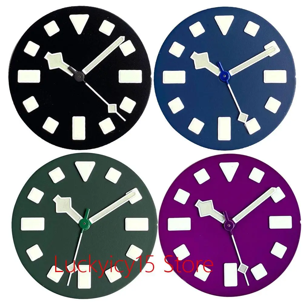 29mm Retro Black Green Blue Watch Dial Face for FXD Case Hands Set for NH35 NH36 ETA2824 PT5000 Movement Luminous Watch Parts