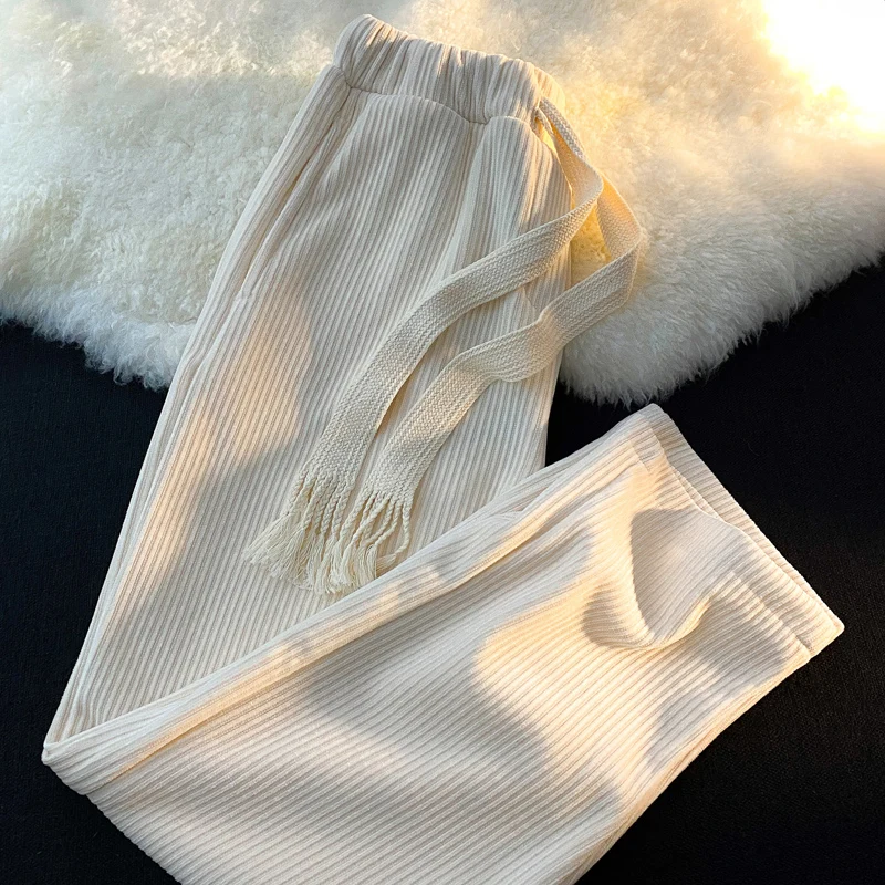 

Men's Corduroy Straight Leg Wide Leg Pants Autumn Spring Loose Fit Casual Trousers Trendy Brand Youthful Sle Polyester Blend