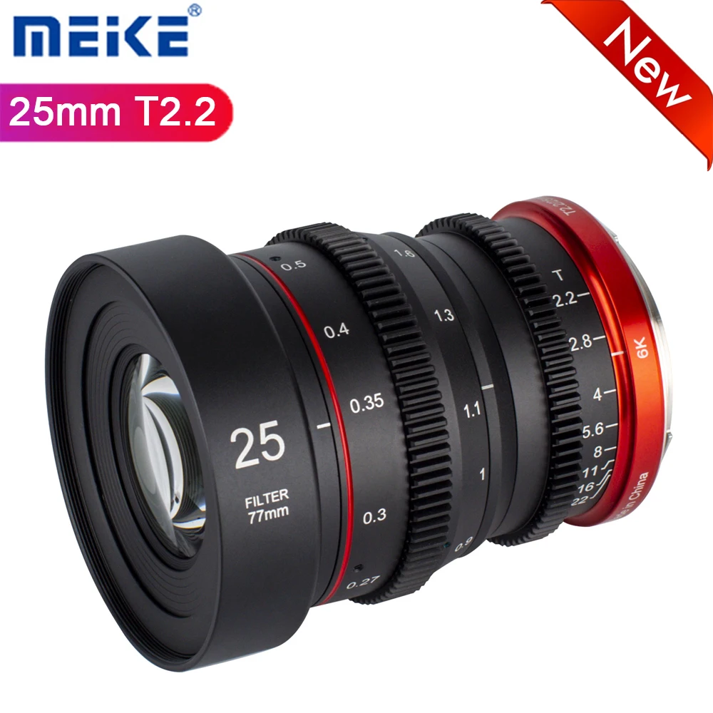 Meike Mini Prime 25mm T2.2 RF Cinema lens Manual Focus For Camera R Mount Camera like Canon RP R3 R5 R6 Free Shipping