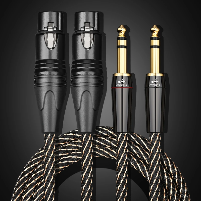 Cabo de áudio hifi 6.5mm para xlr, alta qualidade 4n ofc canare duplo 6.35mm trs para xlr duplo 3 pinos para amplificador misturador alto-falante