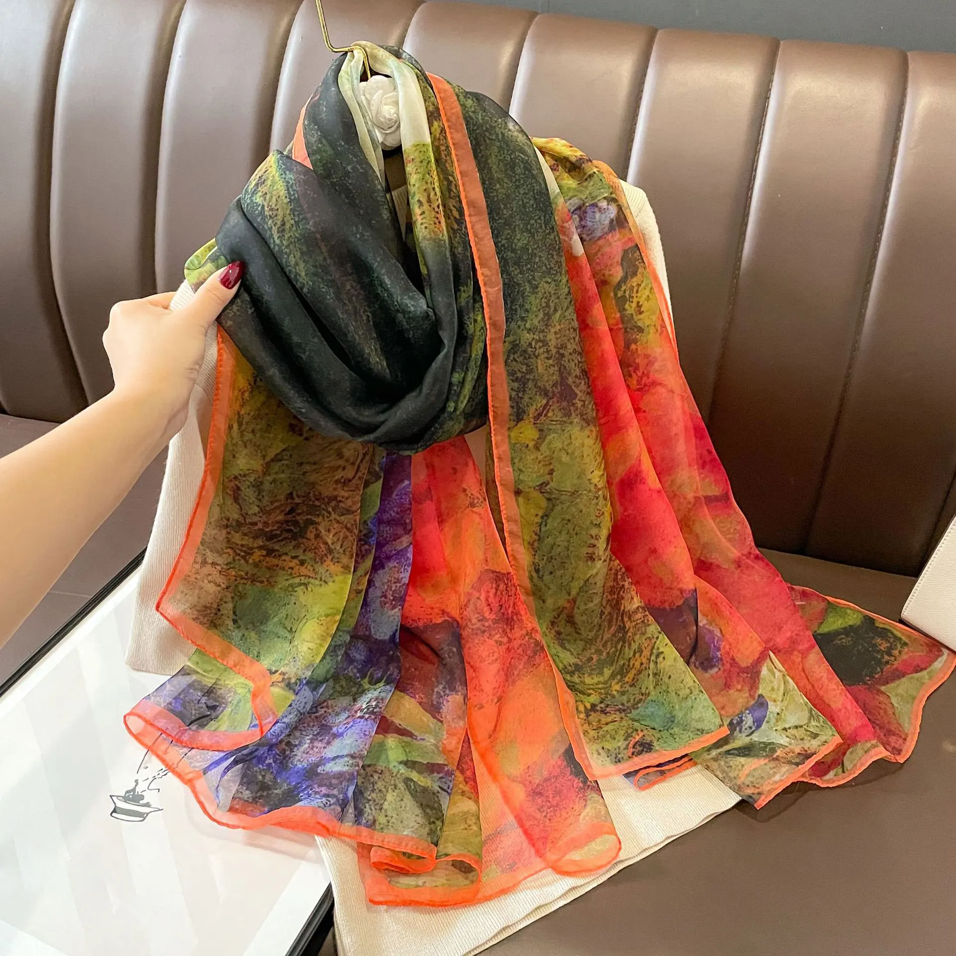 Beach Stoles Sunscreen Wraps Shawls Silk Scarf Spring Foulard Female Hijab Scarves Wraps for Women Luxury Hijab Headband Bandana