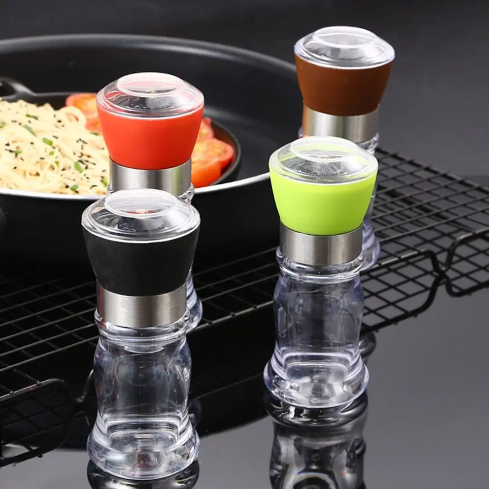 Cooking Grinding Natural Manual Acrylic Refillable Spice Grinder Kitchen Tool Sea Salt Jar Pepper Mill Grinder