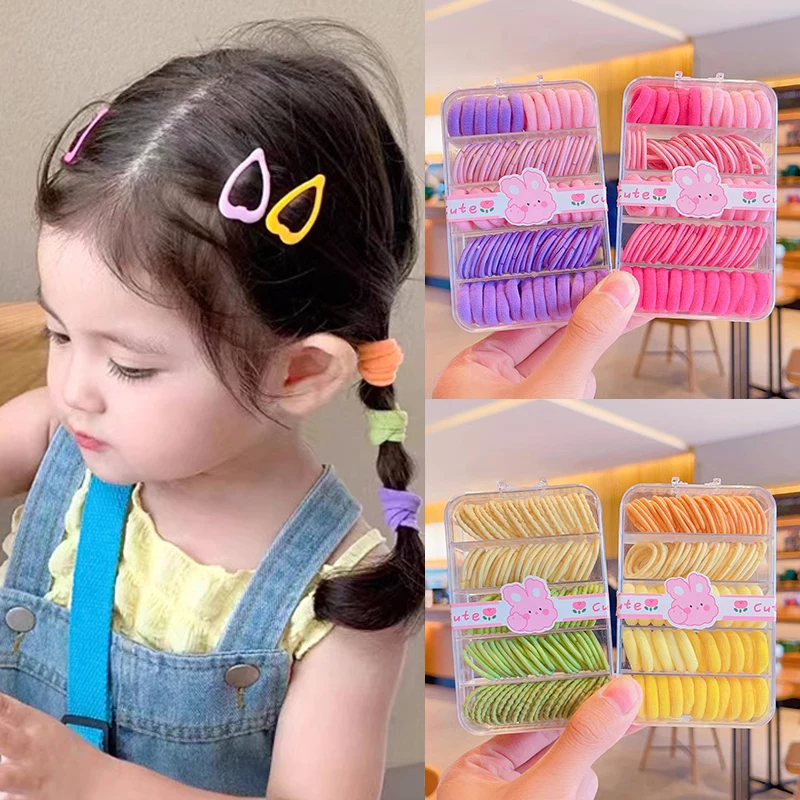 2024 New Baby Girls Soft Candy Colors Elastic Hair Bands Children Lovely Simple Scrunchies Rubber Bands Kids Hair Accessories