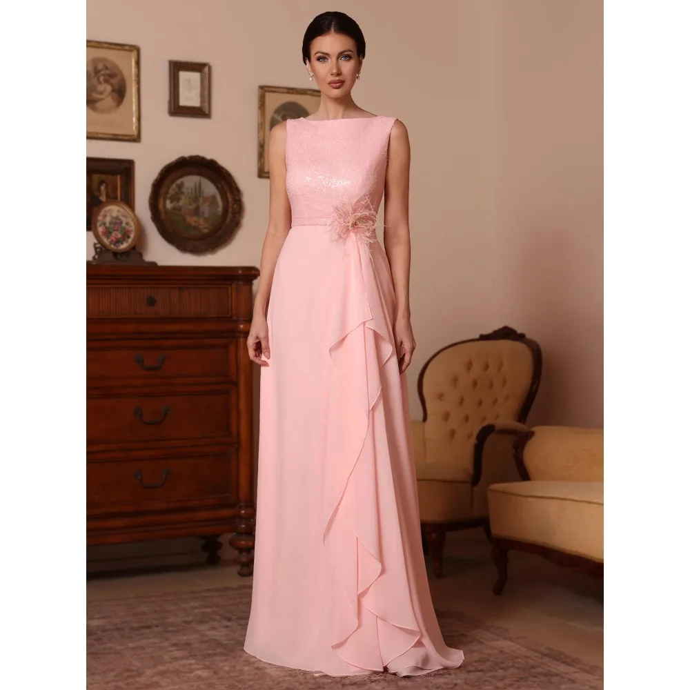 

Customized A-Line Mother of Birde Dresses 2026 for Wedding Women Chiffon Sequins Elegant Evening Dress Luxury Formal Party Gowns