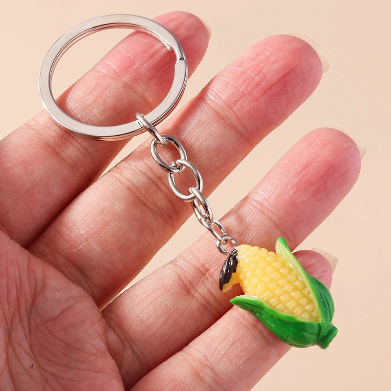 Niedliche Simulations-Gemüse-Schlüsselanhänger, Kunstharz, Lebensmittel, Mais, Charms, Schlüsselanhänger, Souvenir, Geschenke für Frauen, Männer, Autoschlüssel, Handtasche, Schlüsselanhänger – Detail 16