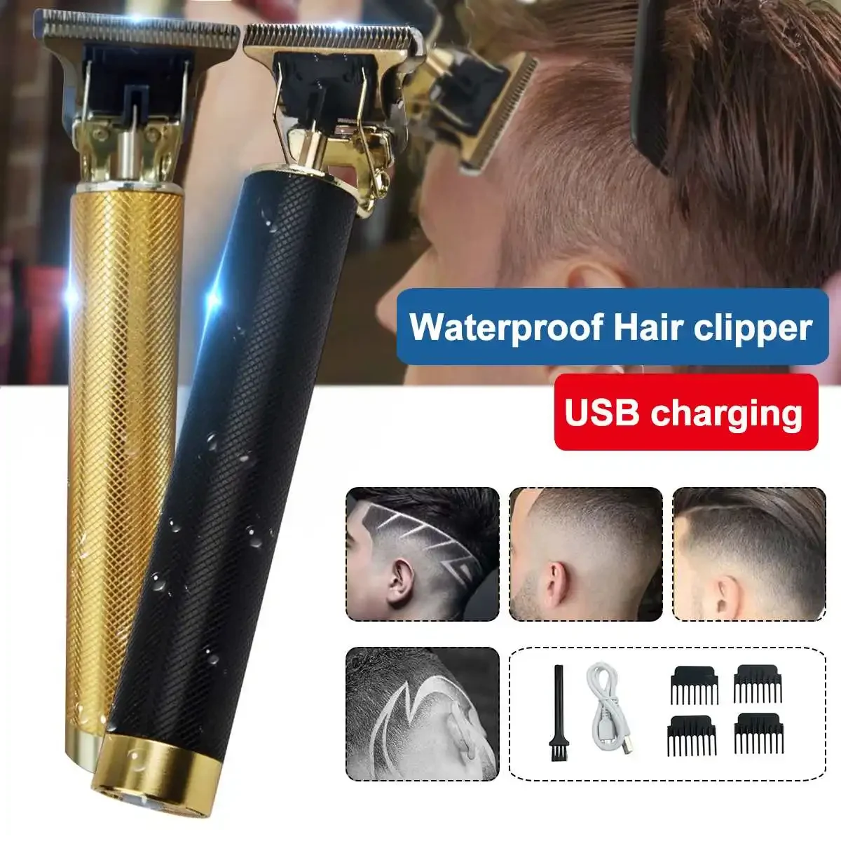 2Size Professional Cordless Hair Clippers for Men Rechargeable Zero Gapped Haircut Trimmer Electric T Blade Liners Edgers Barber