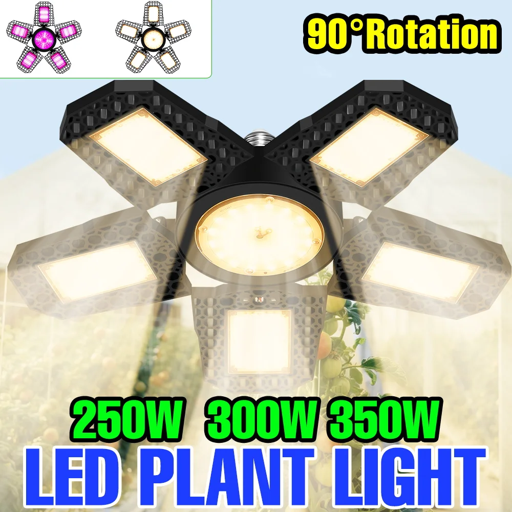 

Светодиодная лампа для растений 350 Вт, полный спектр, E27, складная, для гидропоники, теплиц, выращивания овощей в помещении